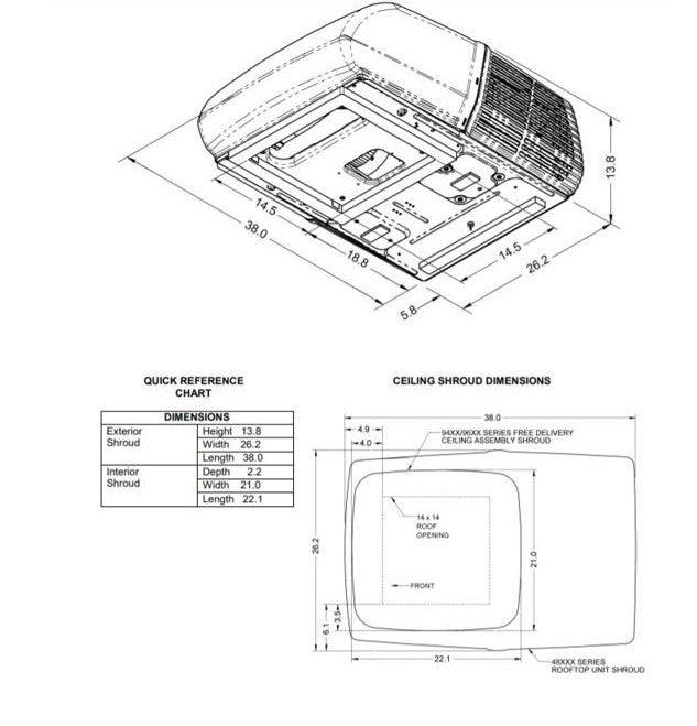 Air Conditioner (13500 BTU) *Ceiling Assembly NOT Included* - "Mach 3 Plus EZ"  **NOT RETURNABLE**