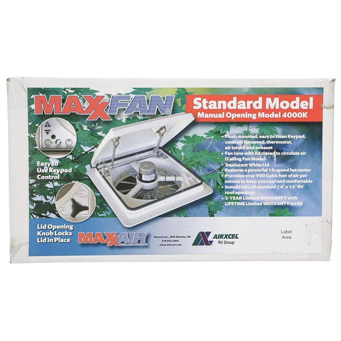 Roof Vent with 12V Powered Fan - White "MaxxFan"