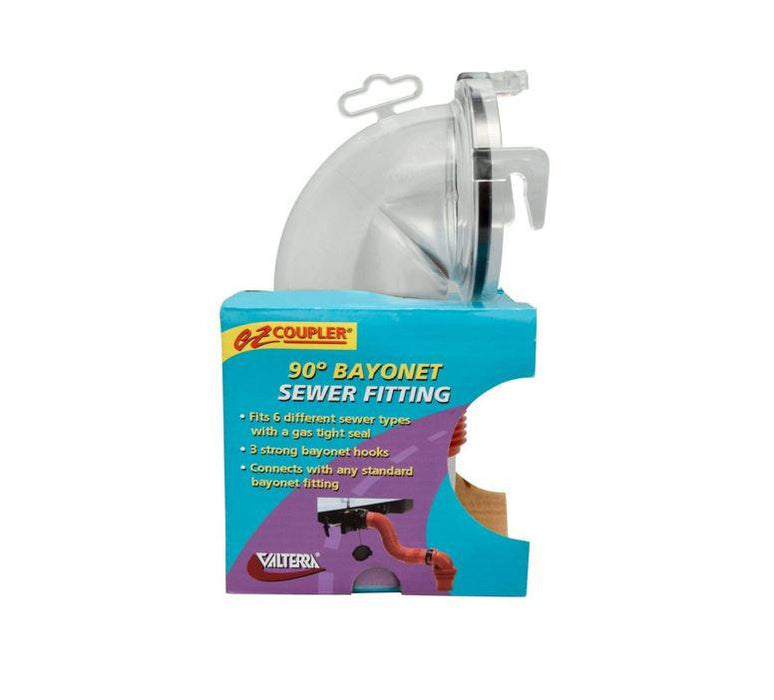Sewer Adapter with Clear 90 Degree Bayonet Lug Fittings & Threaded Sewer End