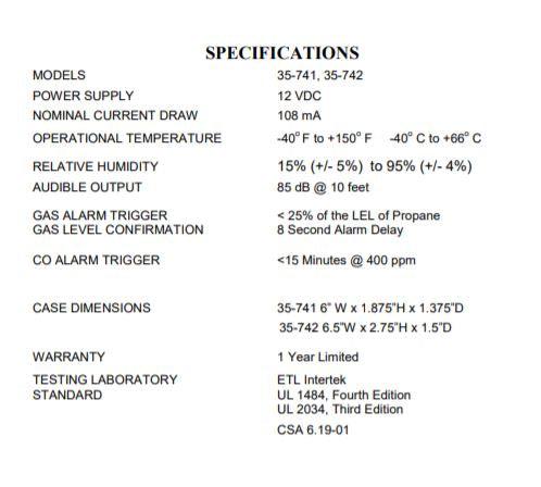 Detector for LP & CO - White Flush Mount "Safe-T-Alert"