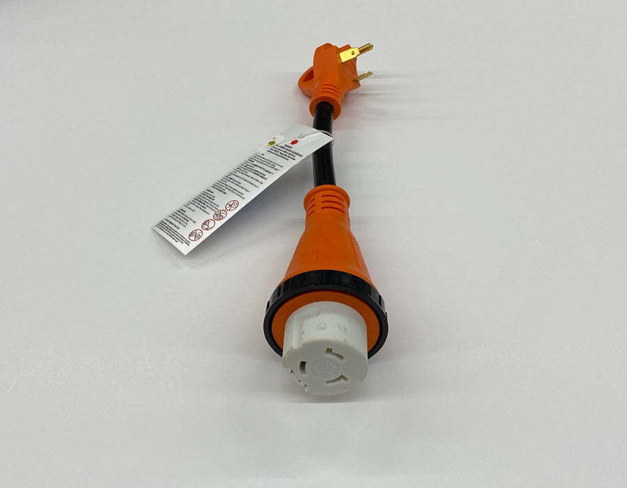 Adapter for Power Cord (30M RV to 50F Twist Lock) "Dog Bone" - Orange