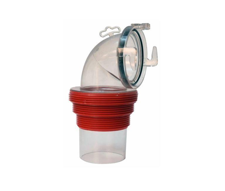 Sewer Adapter with Clear 90 Degree Bayonet Lug Fittings & Threaded Sewer End